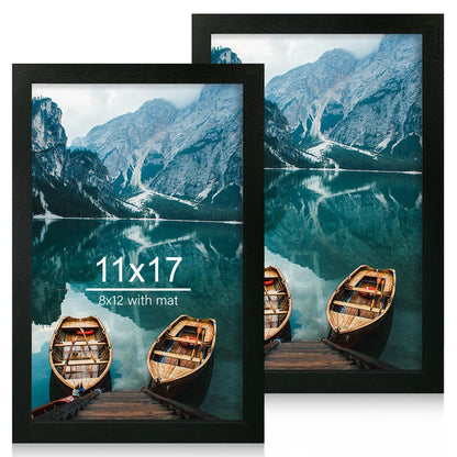 Hongkee 5x7 Picture Frame Set of 2, Real Glass and Wood Frame for Mat 4x6