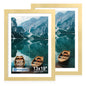 Hongkee 5x7 Picture Frame Set of 2, Real Glass and Wood Frame for Mat 4x6