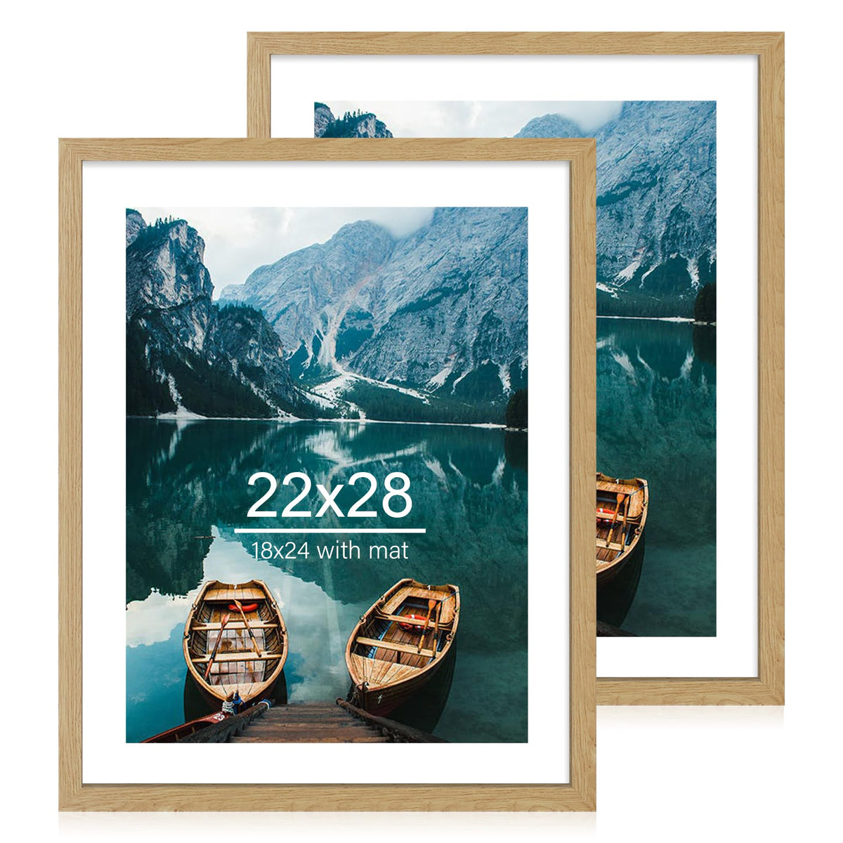 Hongkee 5x7 Picture Frame Set of 2, Real Glass and Wood Frame for Mat 4x6