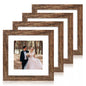 iRahmen 8x10 Picture Frame Set of 4, High Definition Real Glass Rustic Brown Frame, 8 x 10 Wood Photo Frames for Desktop Display and Wall Mounting