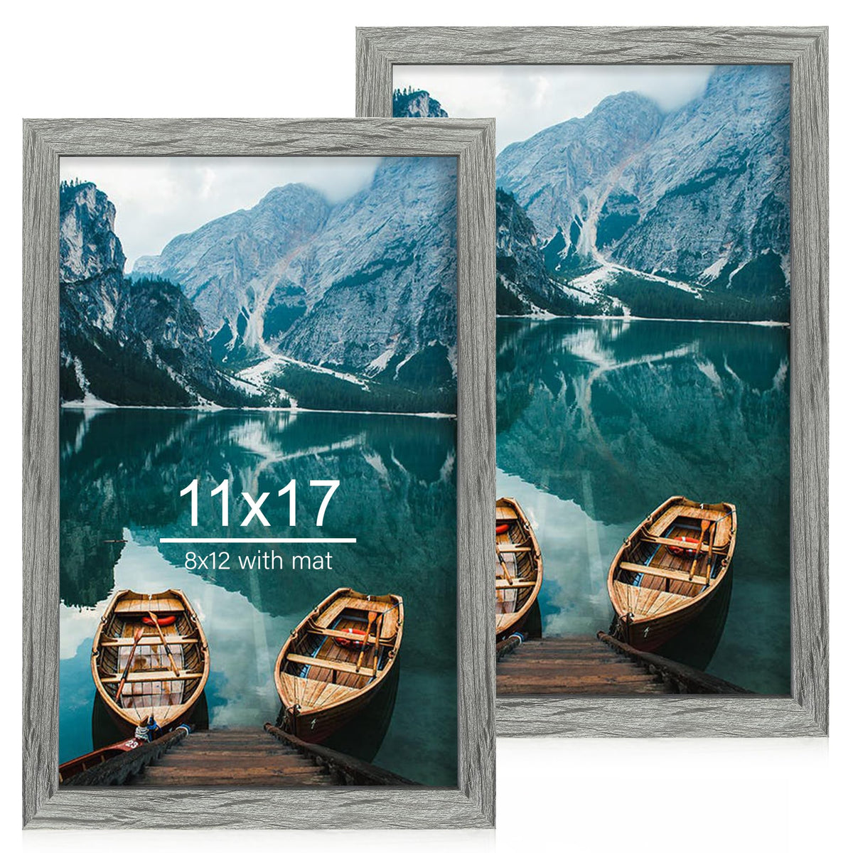 Hongkee 5x7 Picture Frame Set of 2, Real Glass and Wood Frame for Mat 4x6