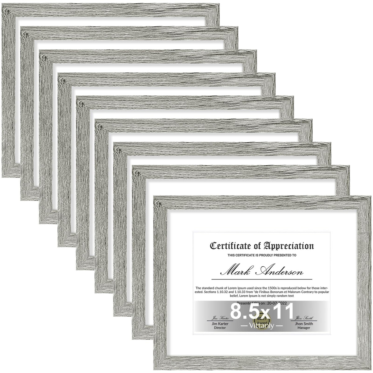 Vittanly 8x10 Picture Frames Set of 9 for Wall or Tabletop Display, Gold