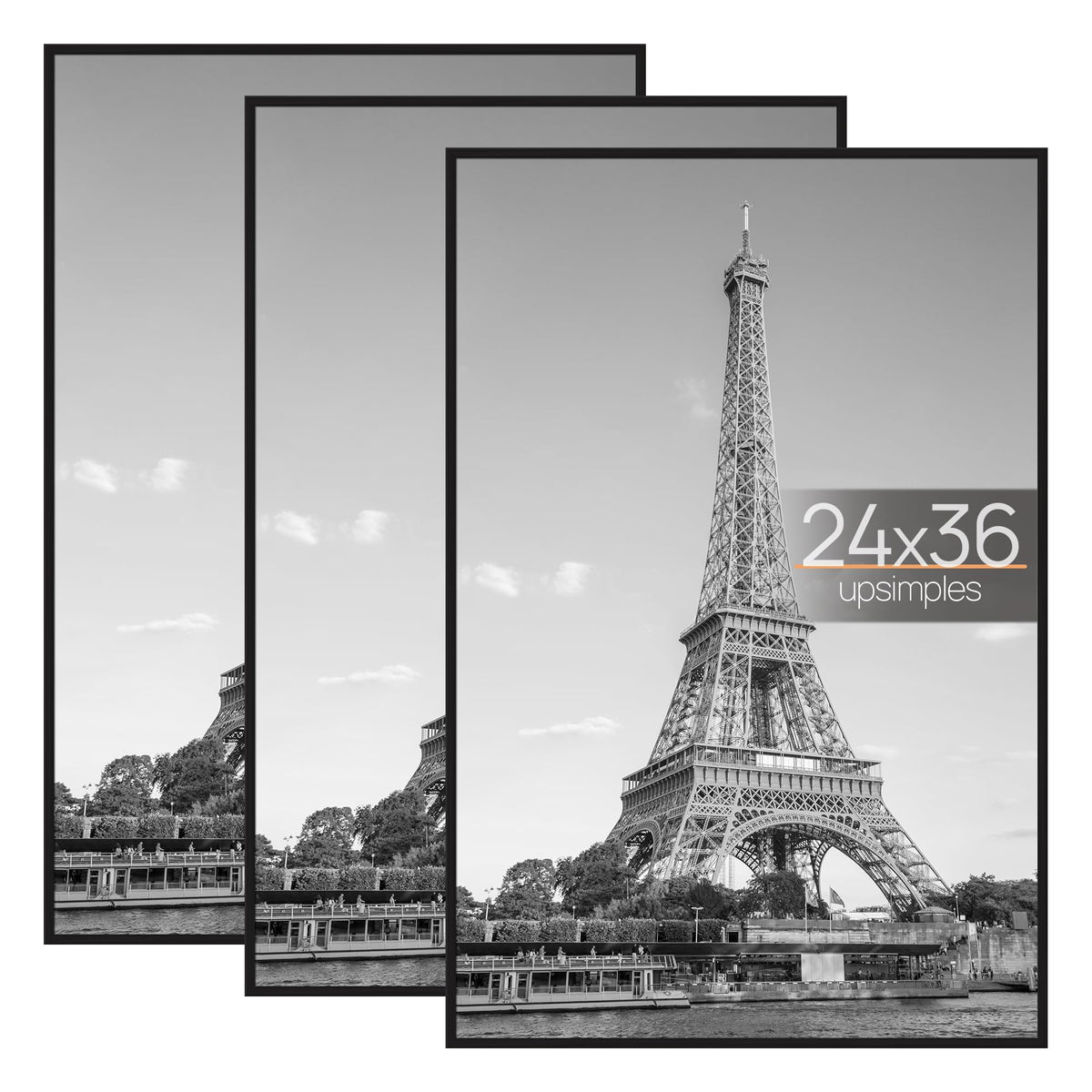 upsimples 16x24 Poster Frame, Easy Slide-In Assembly, Black, 3 Pack