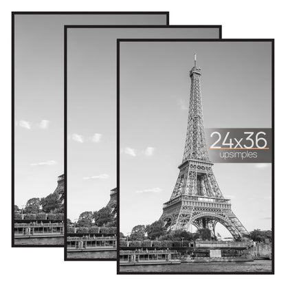upsimples 16x24 Poster Frame, Easy Slide-In Assembly, Black, 3 Pack