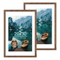 Hongkee 5x7 Picture Frame Set of 2, Real Glass and Wood Frame for Mat 4x6
