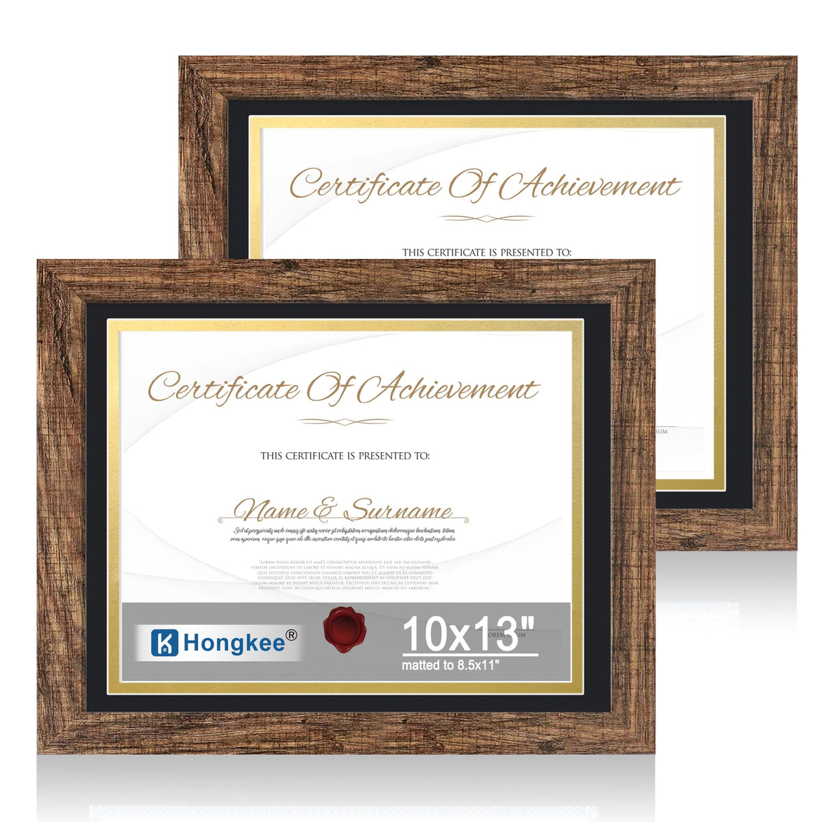 Hongkee 5x7 Picture Frame Set of 2, Real Glass and Wood Frame for Mat 4x6