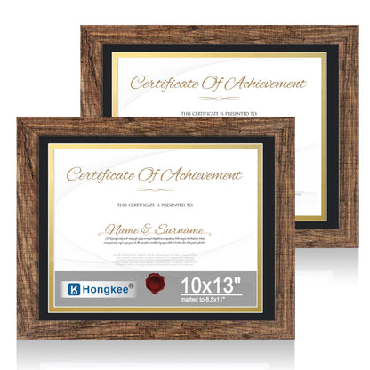 Hongkee 5x7 Picture Frame Set of 2, Real Glass and Wood Frame for Mat 4x6