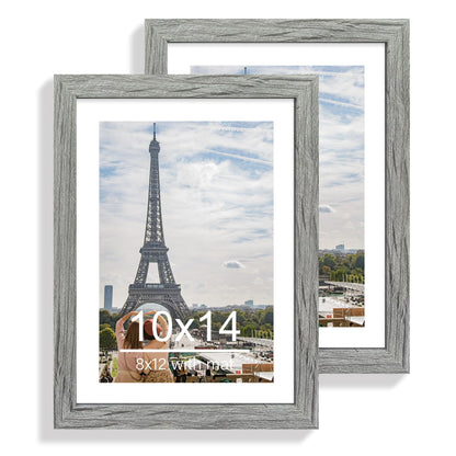 Hongkee 5x7 Picture Frame Set of 2, Real Glass and Wood Frame for Mat 4x6