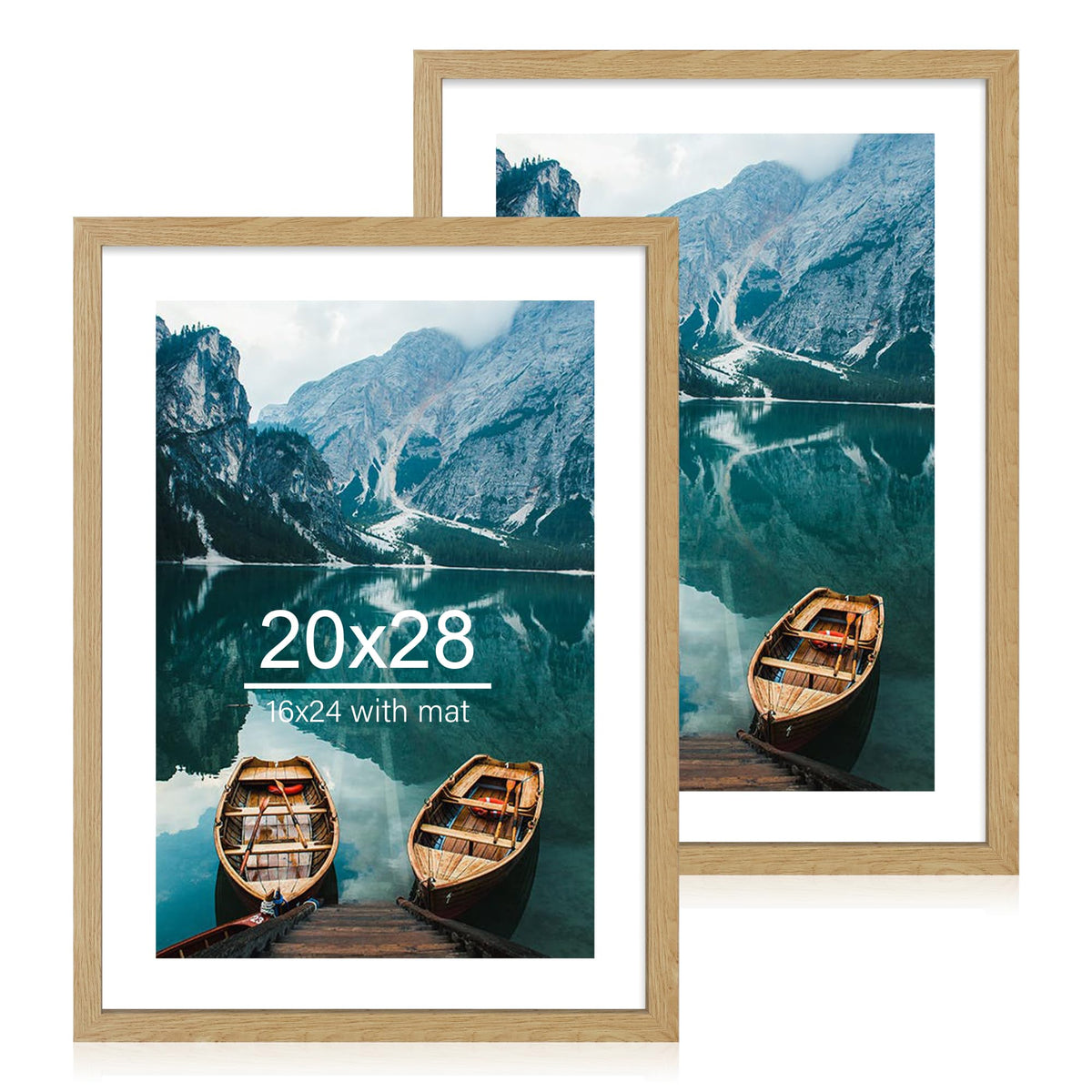 Hongkee 5x7 Picture Frame Set of 2, Real Glass and Wood Frame for Mat 4x6
