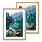 Hongkee 5x7 Picture Frame Set of 2, Real Glass and Wood Frame for Mat 4x6