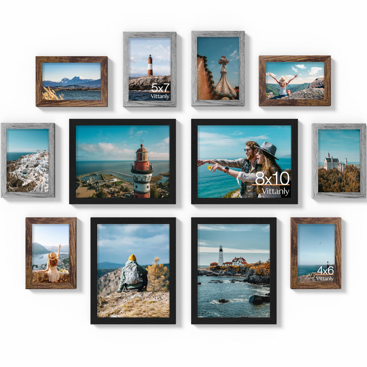Vittanly 12 Pack Picture Frames Collage Wall Decor, Black