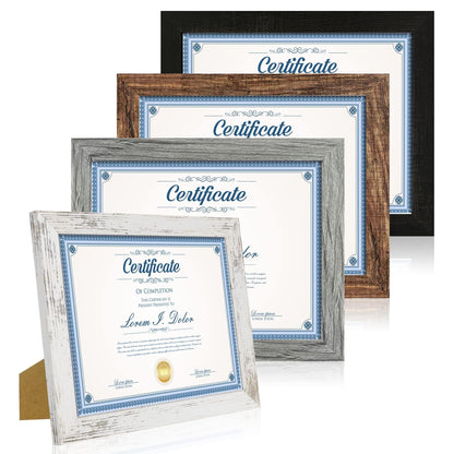 Hongkee 8x10 Picture Frame Set of 4, Real Glass and Wood Frame, 5x7 Mat