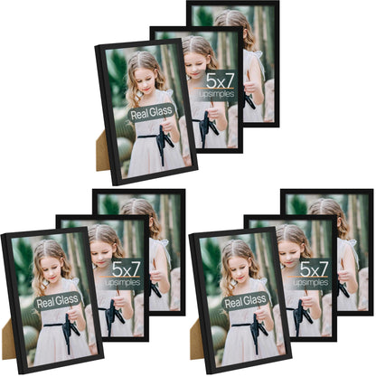 upsimples 4x6 Picture Frame Glass, Thin Border, Gold Photo Frames, 3 Pack
