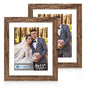 Hongkee 5x7 Picture Frame Set of 2, Real Glass and Wood Frame for Mat 4x6