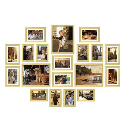 upsimples Picture Frames set of 19, Including 8x10, 5x7, 4x6 Black Frame