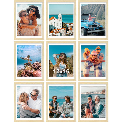 Vittanly 8x10 Picture Frames Set of 9 for Wall or Tabletop Display, Gold
