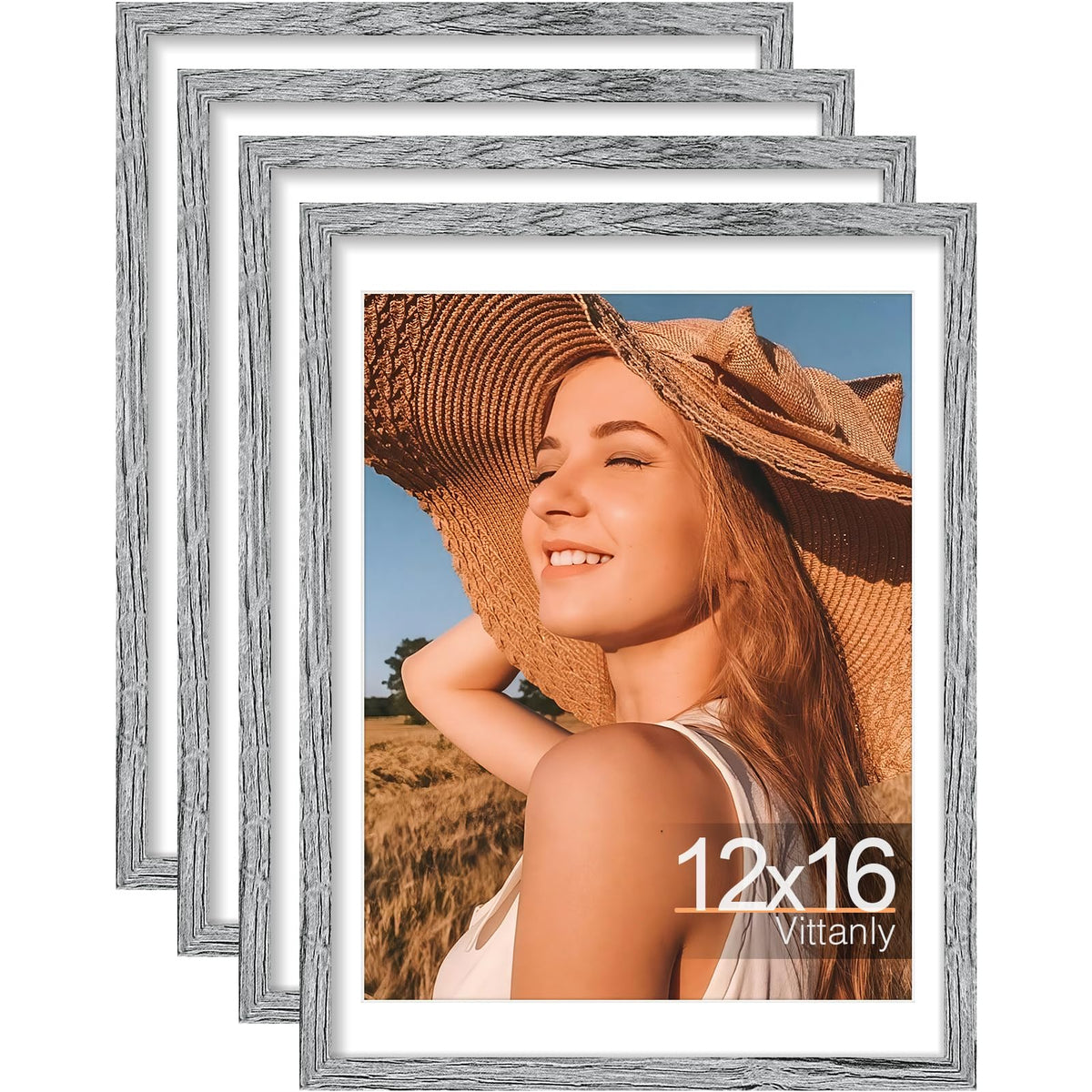 Vittanly 8x10 Picture Frames Set of 4, for Wall or Tabletop, Pale Pink