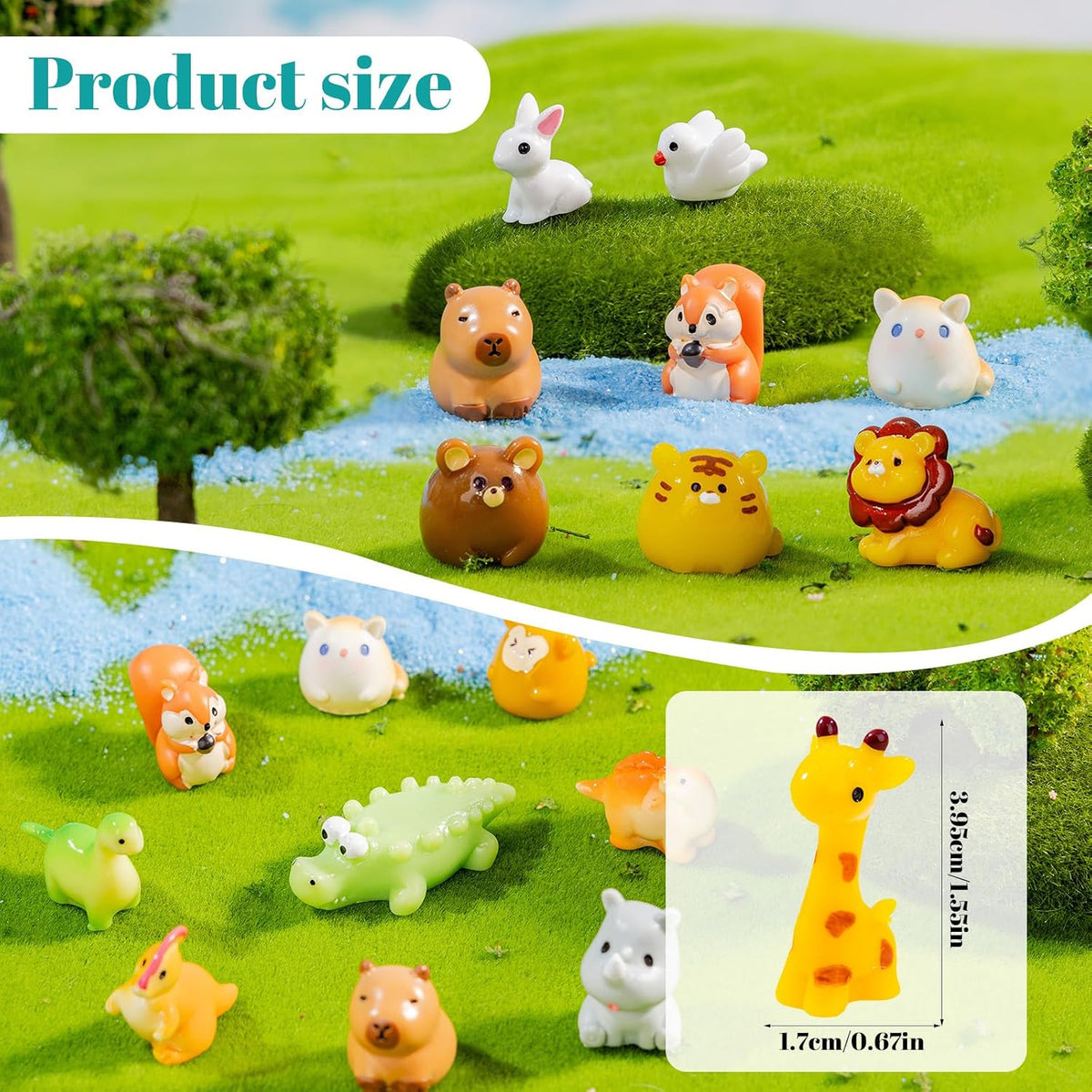 52 Pcs Mini Resin Animal Figurines for Fairy Garden Decor