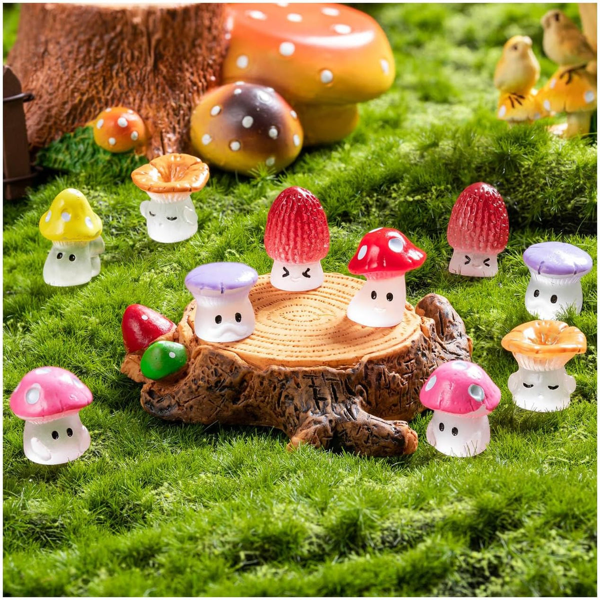 24pcs Mini Mushrooms Cute Resin Tiny Mushroom Figurines