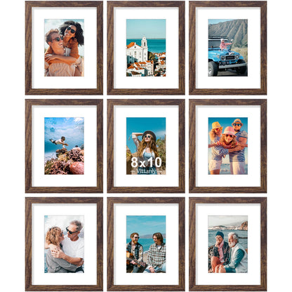 Vittanly 8x10 Picture Frames Set of 9 for Wall or Tabletop Display, Gold