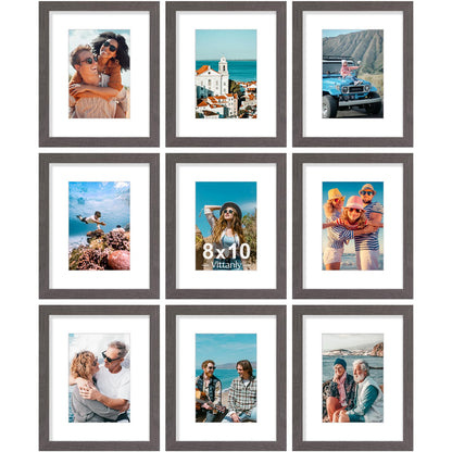 Vittanly 8x10 Picture Frames Set of 9 for Wall or Tabletop Display, Gold