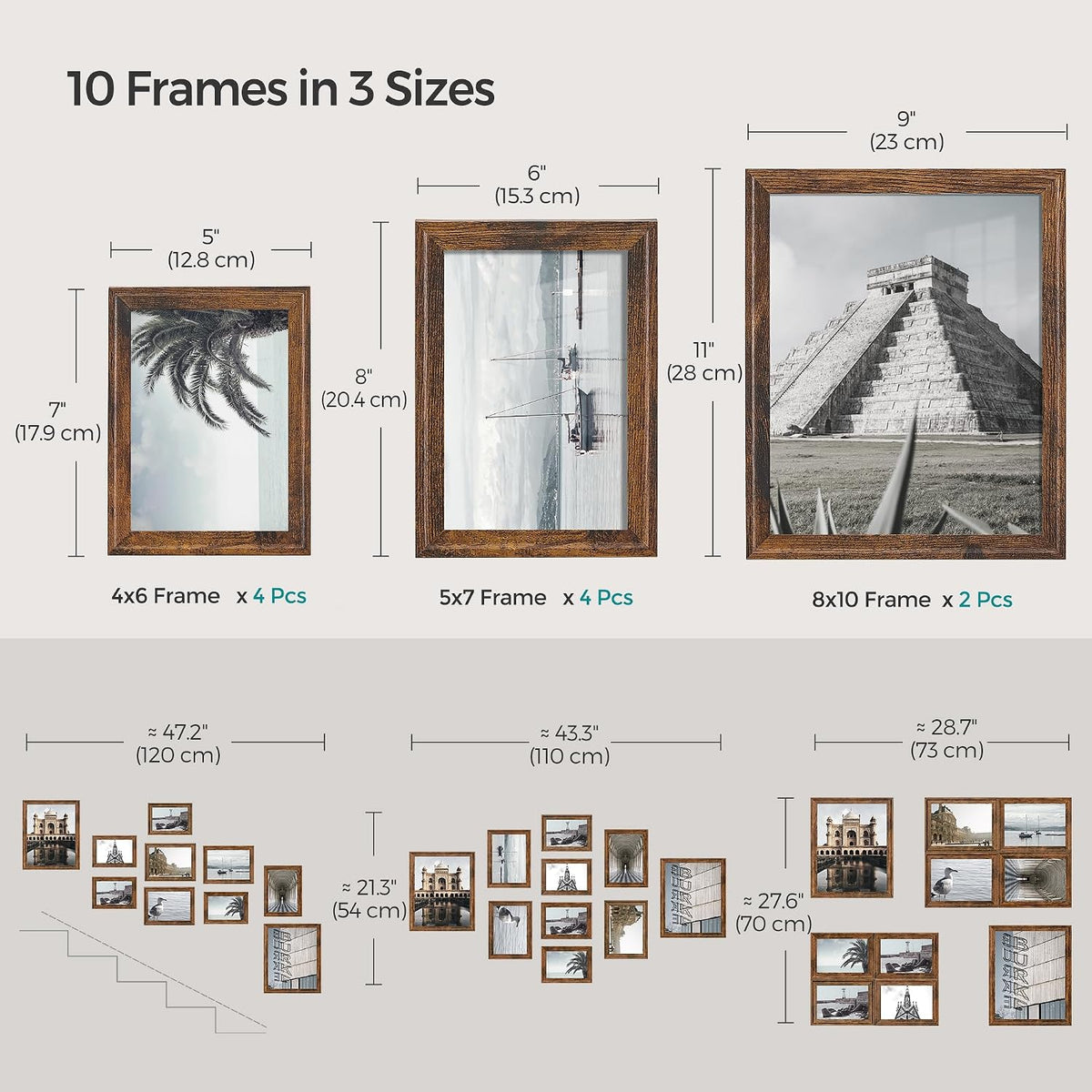 SONGMICS Gallery Wall Frame Set of 10, Hanging or Tabletop Display