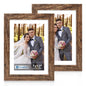 Hongkee 5x7 Picture Frame Set of 2, Real Glass and Wood Frame for Mat 4x6