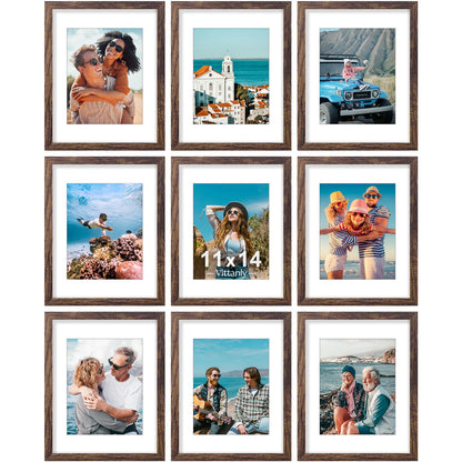 Vittanly 8x10 Picture Frames Set of 9 for Wall or Tabletop Display, Gold