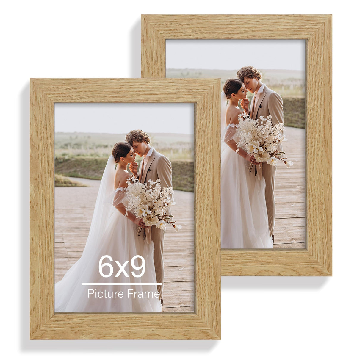 Hongkee 5x7 Picture Frame Set of 2, Real Glass and Wood Frame for Mat 4x6