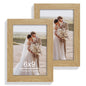 Hongkee 5x7 Picture Frame Set of 2, Real Glass and Wood Frame for Mat 4x6