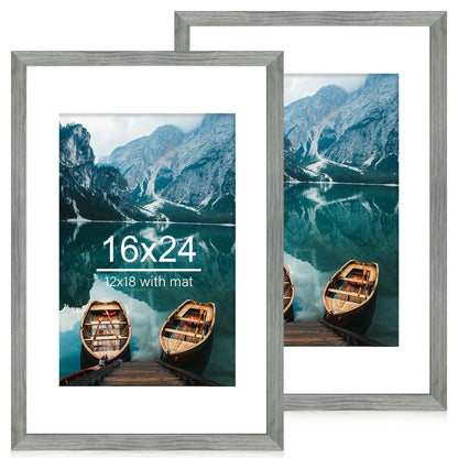 Hongkee 5x7 Picture Frame Set of 2, Real Glass and Wood Frame for Mat 4x6
