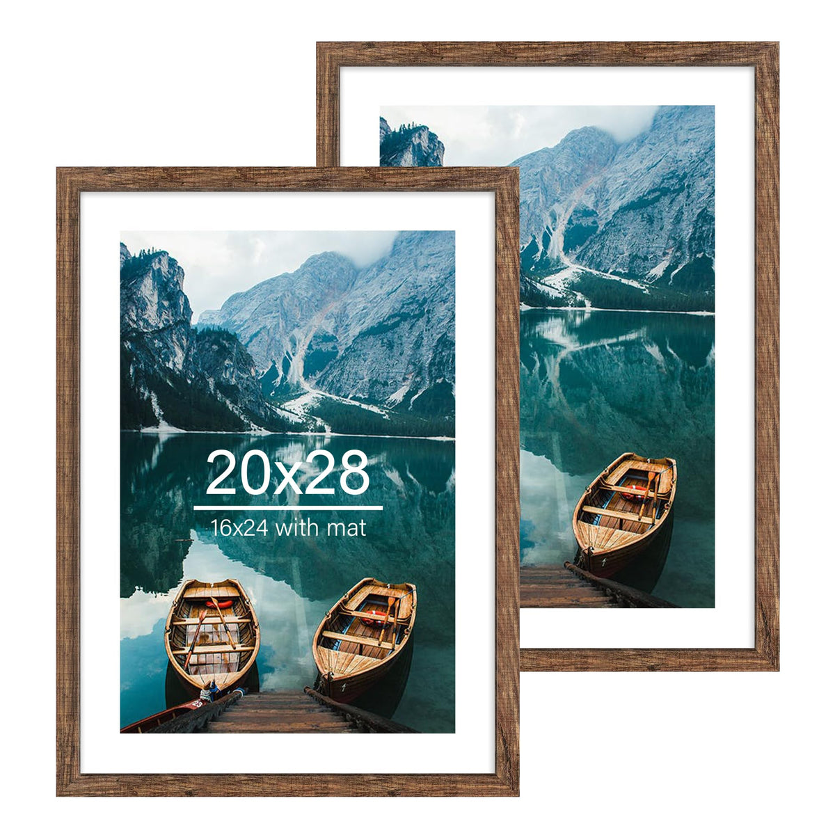 Hongkee 5x7 Picture Frame Set of 2, Real Glass and Wood Frame for Mat 4x6