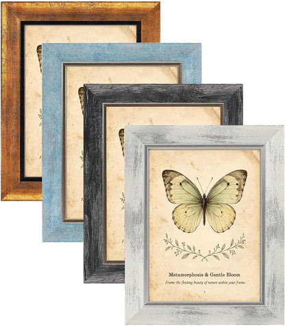 XUANLUO 5x7 Picture Frames Set of 4,Rustic Retro Photo Frame(Multicolor)