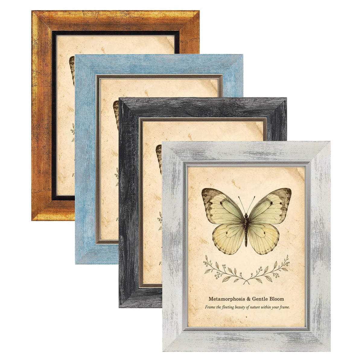 XUANLUO 5x7 Picture Frames Set of 4,Rustic Retro Photo Frame(Multicolor)