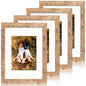 iRahmen 8x10 Picture Frame Set of 4, High Definition Real Glass Rustic Brown Frame, 8 x 10 Wood Photo Frames for Desktop Display and Wall Mounting