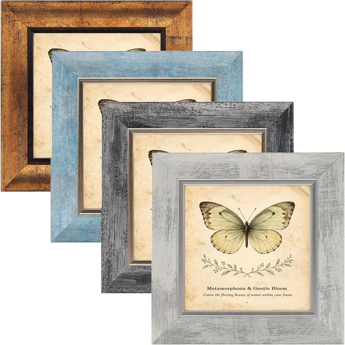 XUANLUO 5x7 Picture Frames Set of 4,Rustic Retro Photo Frame(Multicolor)