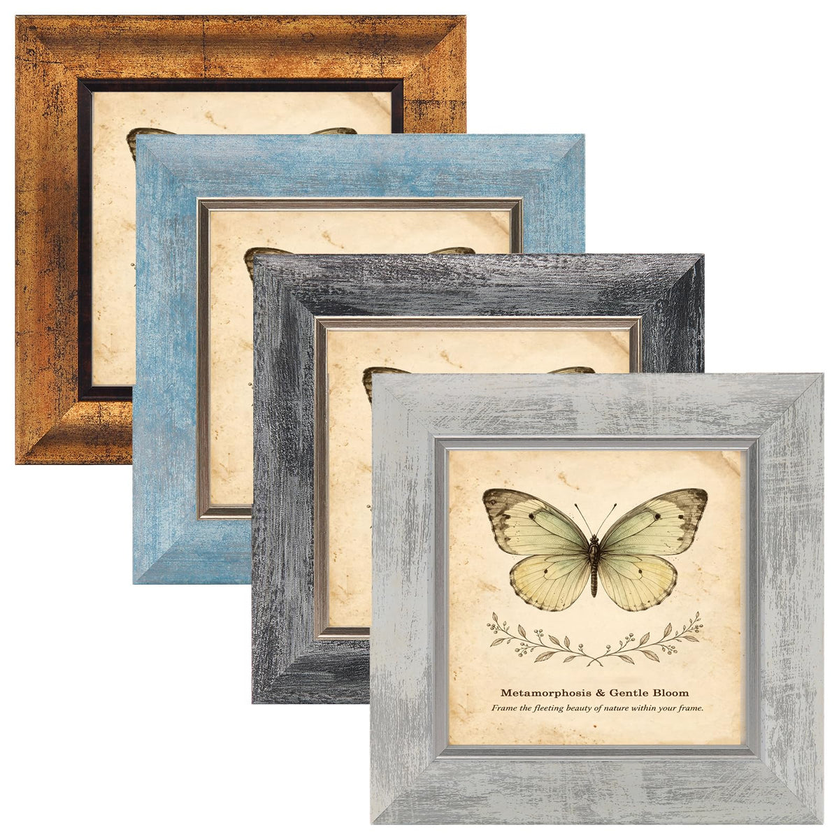 XUANLUO 5x7 Picture Frames Set of 4,Rustic Retro Photo Frame(Multicolor)