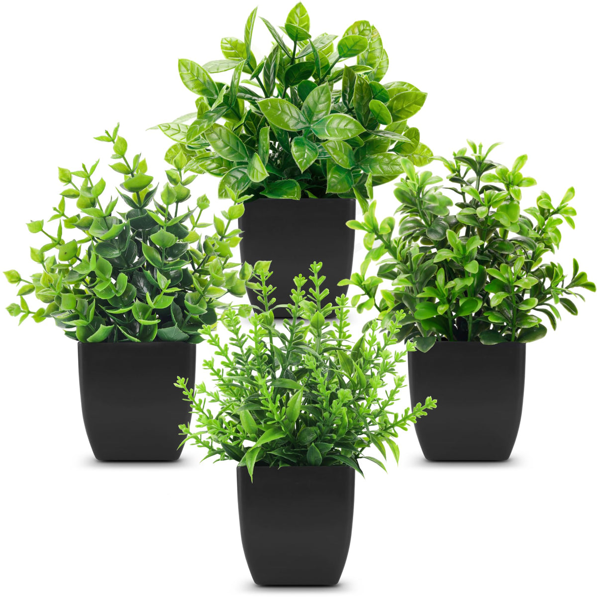 Der Rose 4 Pack 7" Mini Fake Plants, Artificial Plants for Bathroom Decor
