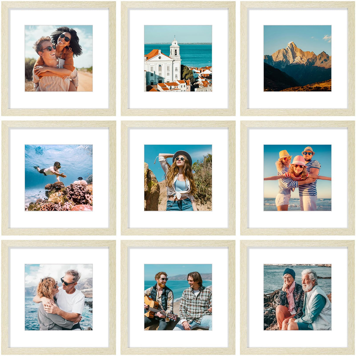 Vittanly 8x10 Picture Frames Set of 9 for Wall or Tabletop Display, Gold
