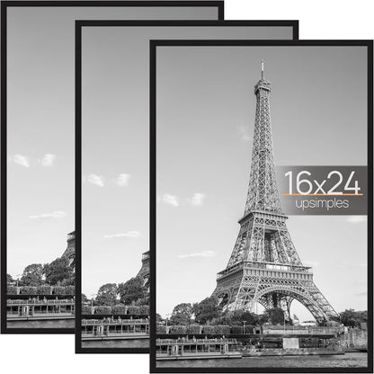 upsimples 16x24 Poster Frame, Easy Slide-In Assembly, Black, 3 Pack