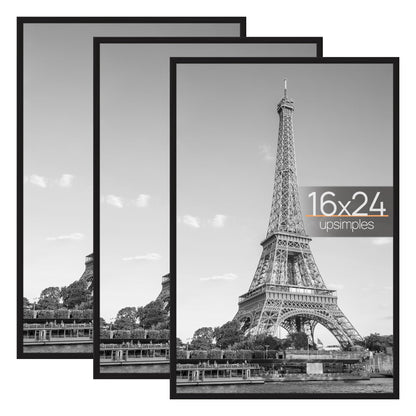 upsimples 16x24 Poster Frame, Easy Slide-In Assembly, Black, 3 Pack