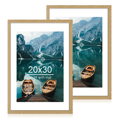 Hongkee 5x7 Picture Frame Set of 2, Real Glass and Wood Frame for Mat 4x6