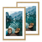 Hongkee 5x7 Picture Frame Set of 2, Real Glass and Wood Frame for Mat 4x6