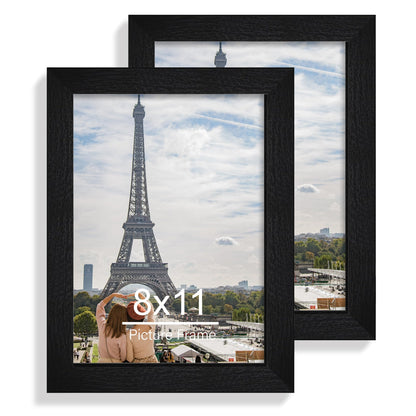 Hongkee 5x7 Picture Frame Set of 2, Real Glass and Wood Frame for Mat 4x6