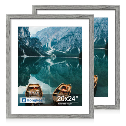 Hongkee 5x7 Picture Frame Set of 2, Real Glass and Wood Frame for Mat 4x6