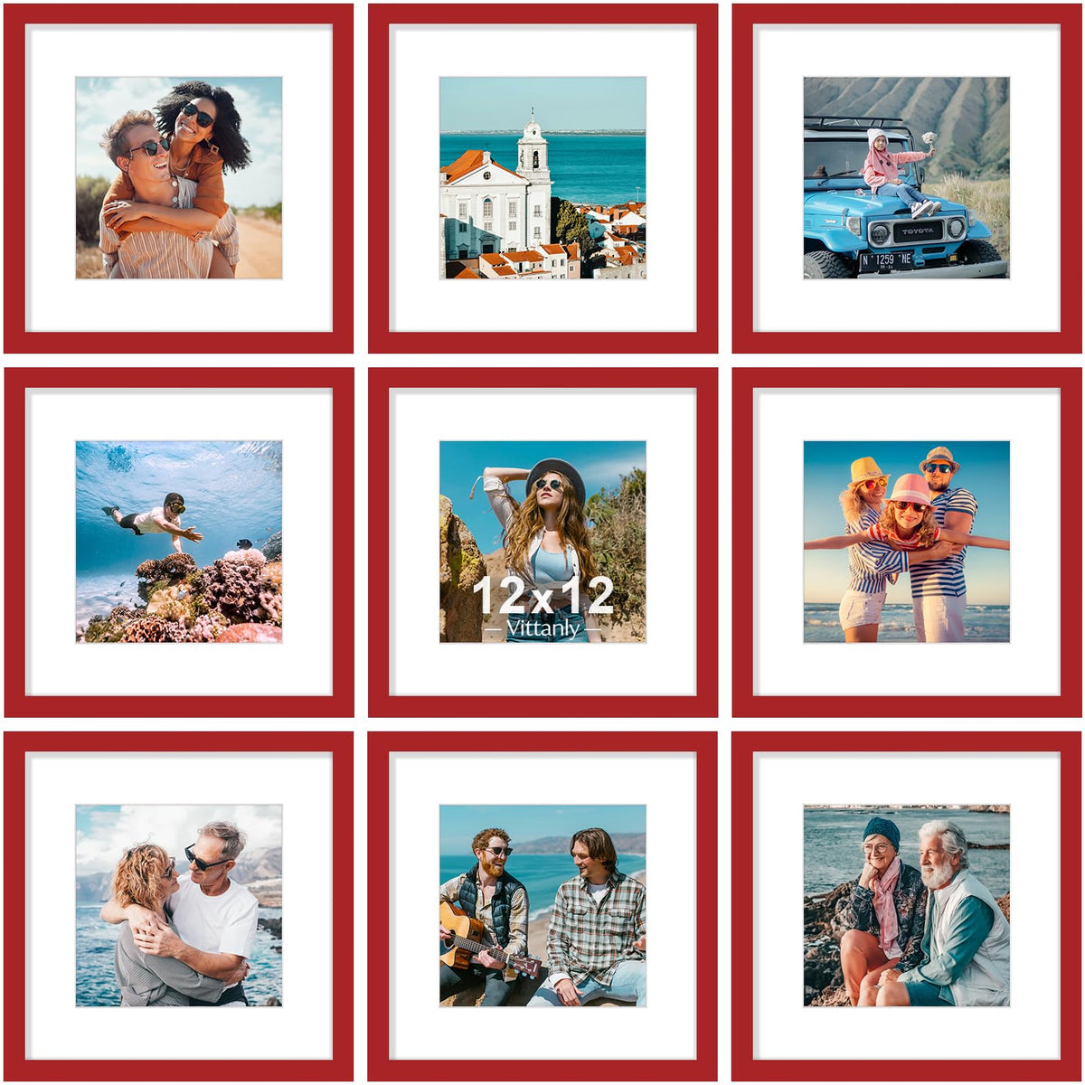 Vittanly 8x10 Picture Frames Set of 9 for Wall or Tabletop Display, Gold