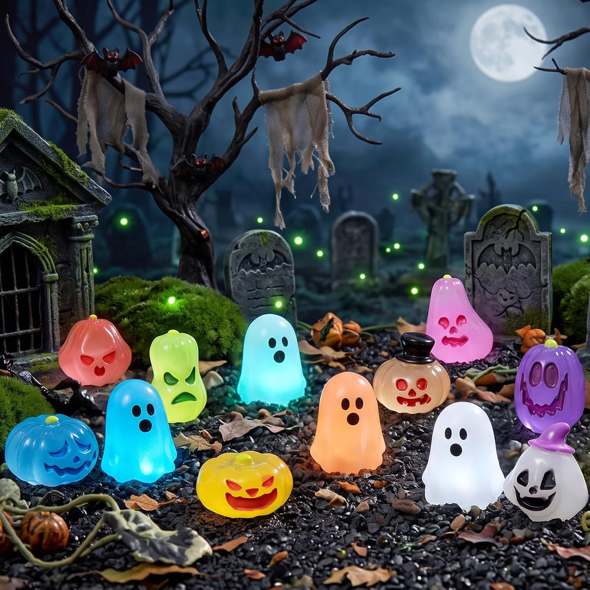 84pcs Halloween Mini Figures,Glow in The Dark Tiny Statue for Halloween Party Favors Dollhouse Decorations Toys