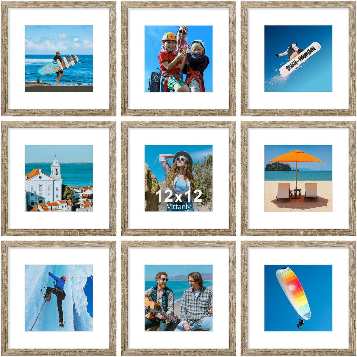 Vittanly 8x10 Picture Frames Set of 9 for Wall or Tabletop Display, Gold