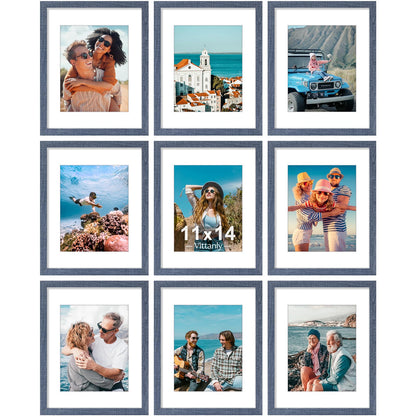 Vittanly 8x10 Picture Frames Set of 9 for Wall or Tabletop Display, Gold