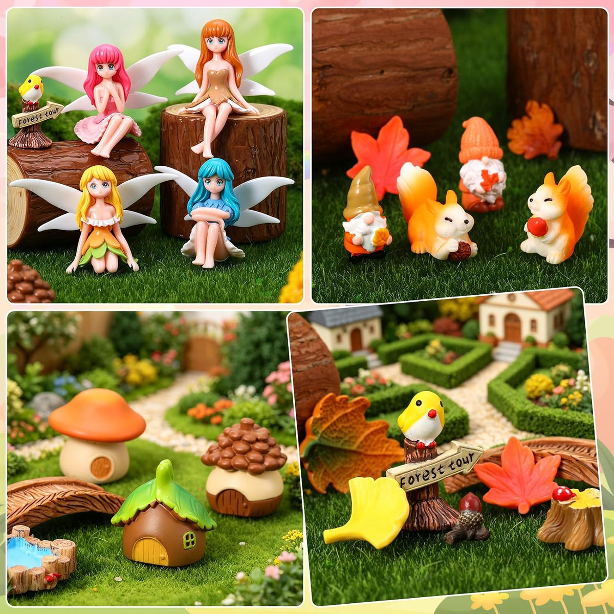 Fairy Garden Accessories 30Pcs Mini Fall Resin Figurines